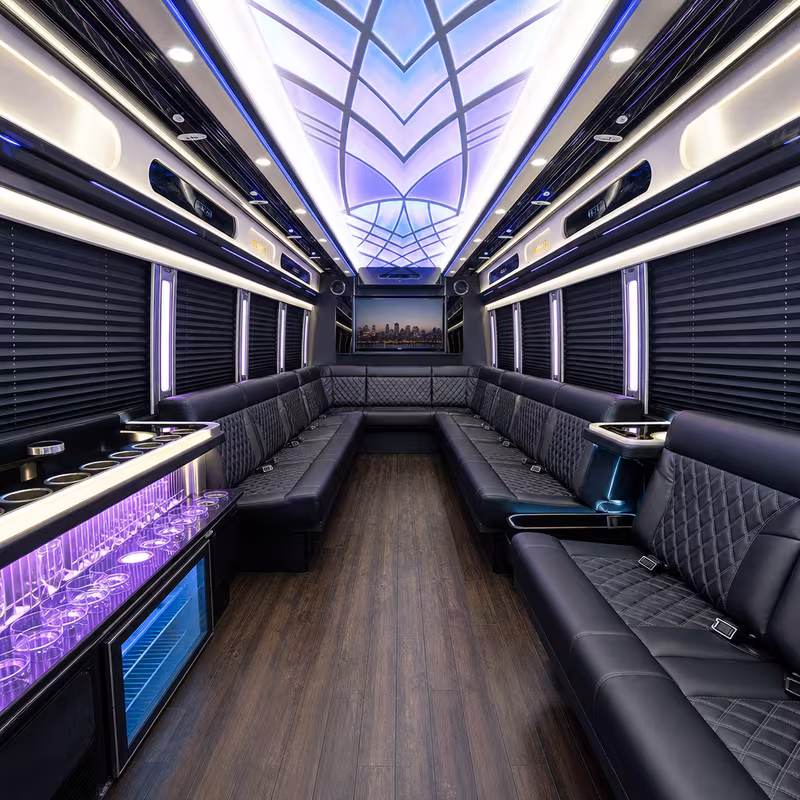 15 Passenger Party Bus Interior