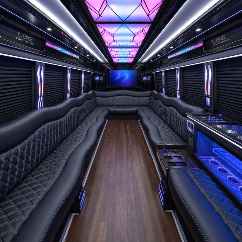 18 Passenger Party Bus Interior