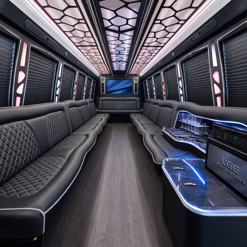 18 Passenger Party Bus Interior
