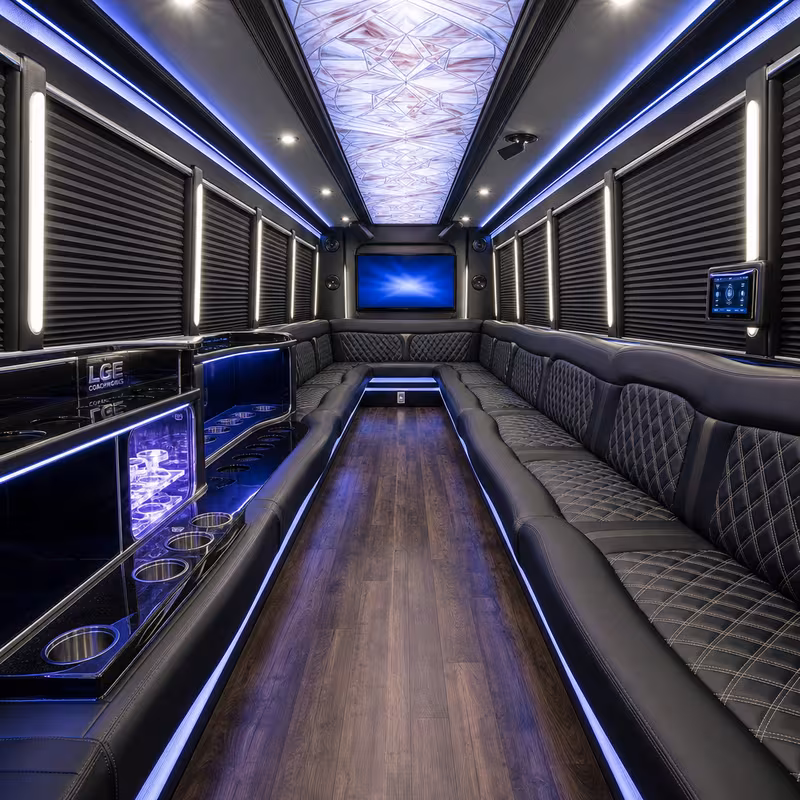 20 Passenger Party Bus Interior