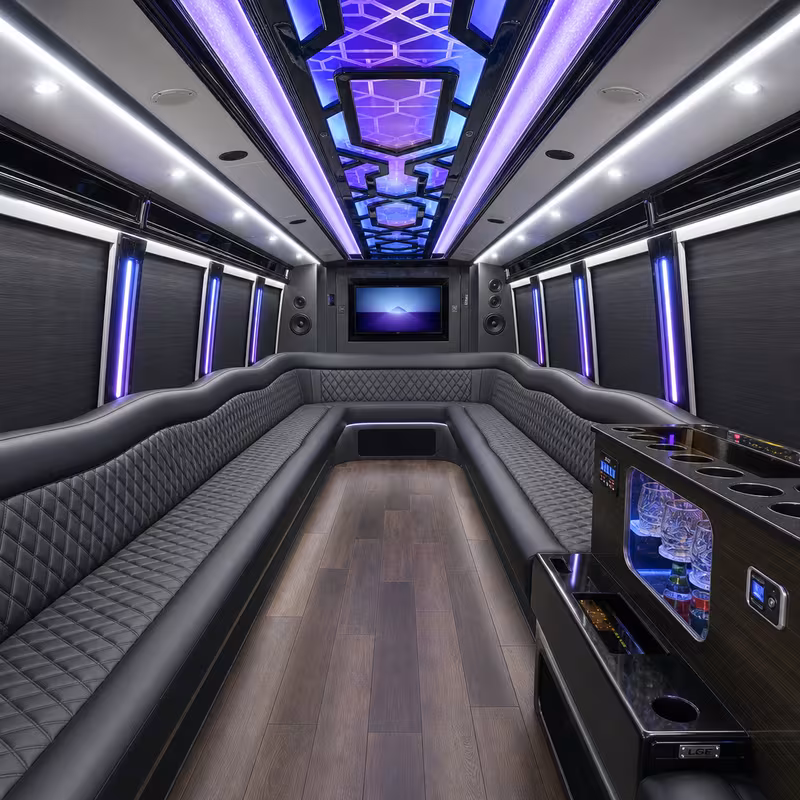 25 Passenger Party Bus Interior