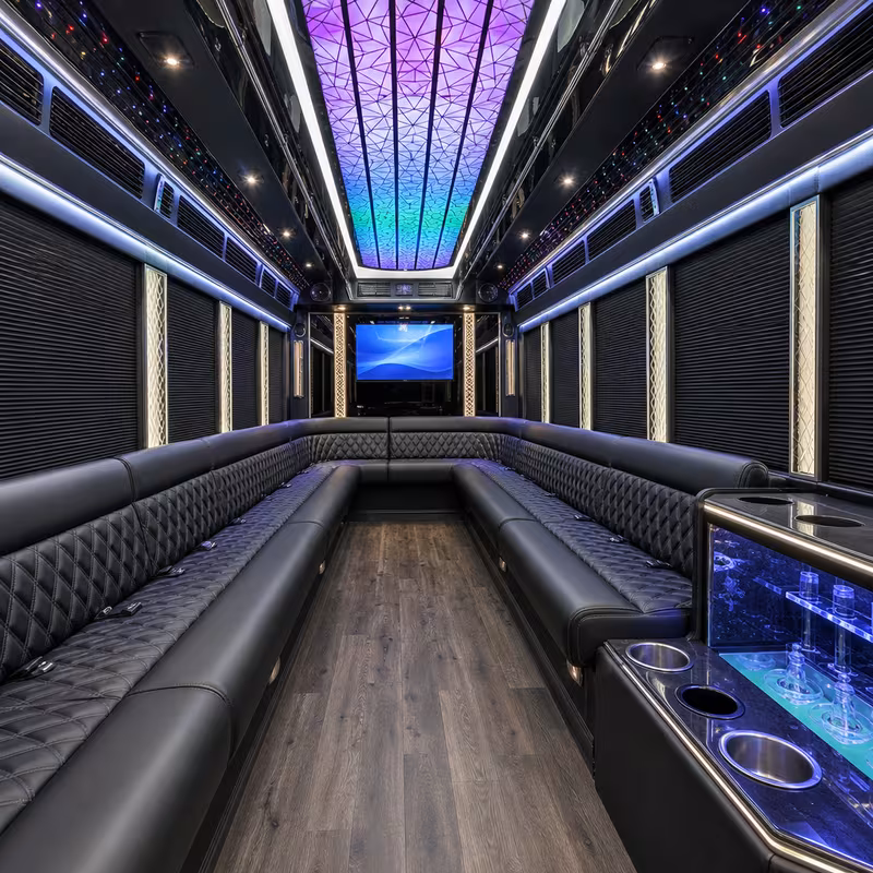 25 Passenger Party Bus Interior