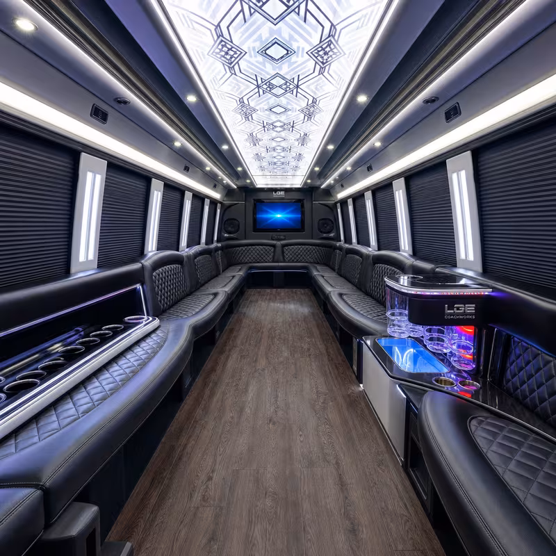 28 Passenger Party Bus Interior