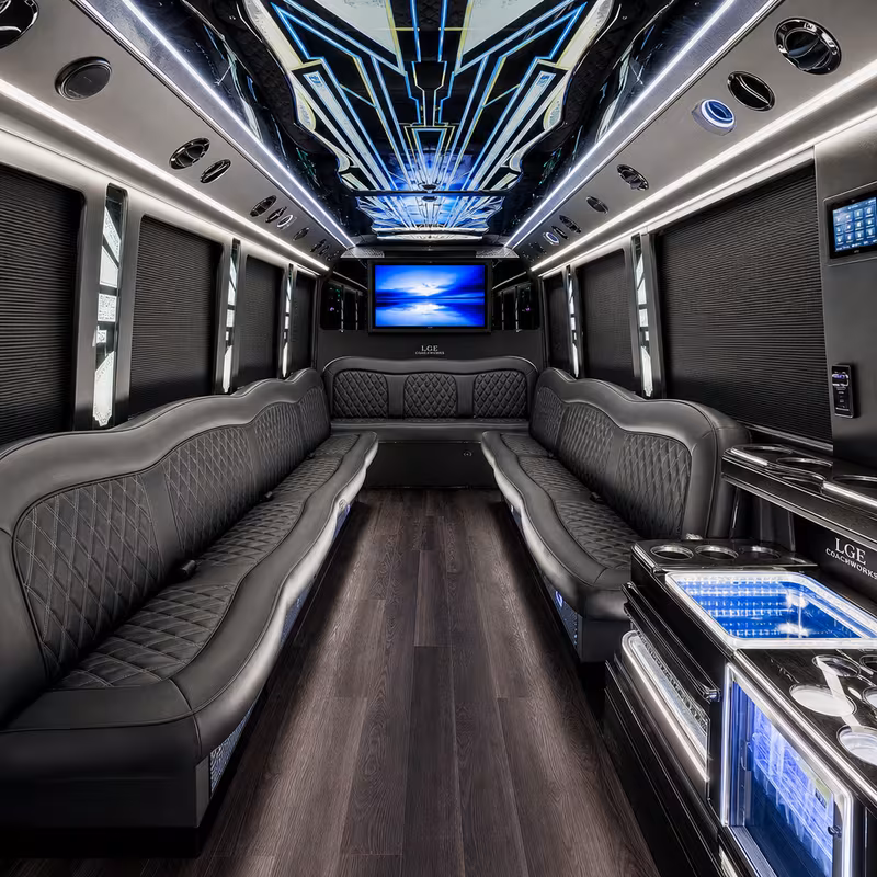 28 Passenger Party Bus Interior