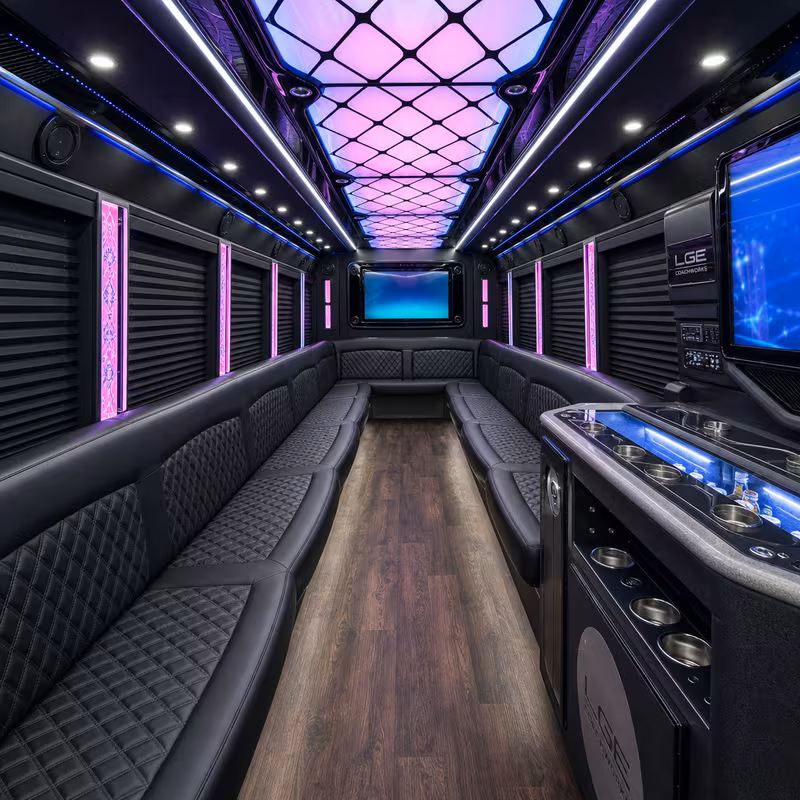 40 Passenger Party Bus Interior