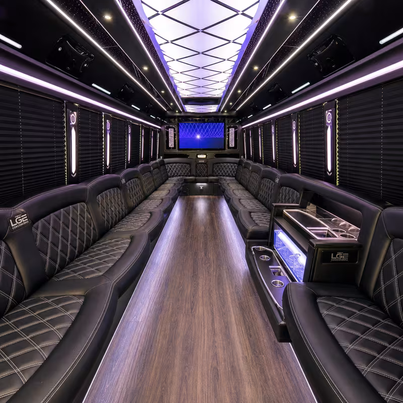 50 Passenger Party Bus Interior