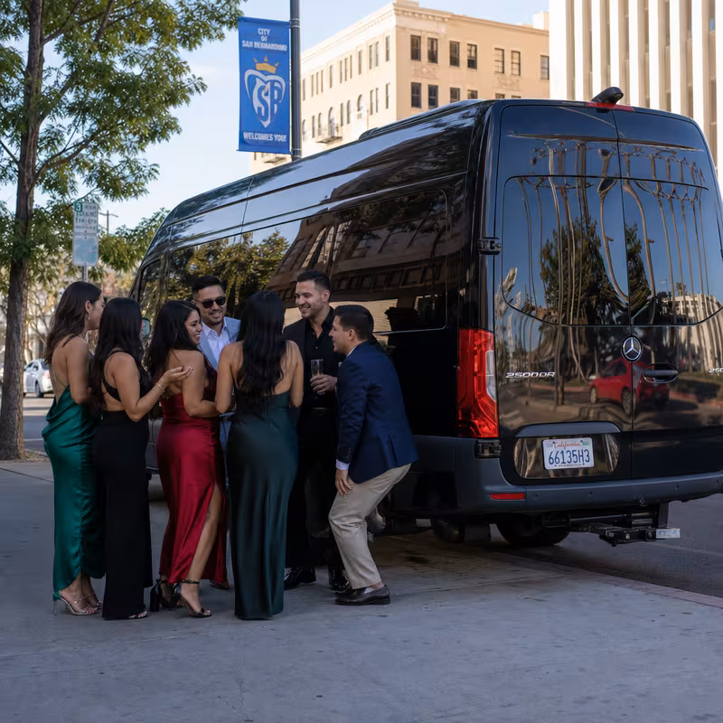 San Bernadino Bachelor & Bachelorette Transportation fleet vehicle
