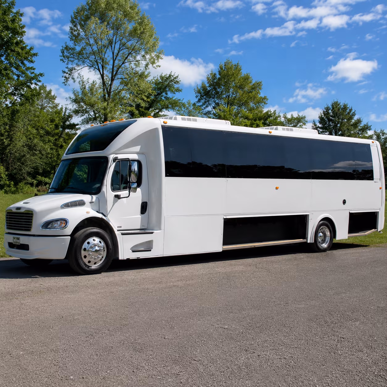 San Bernardino Birthday, Sweet 16, & Quinceañera Transportation party bus exterior