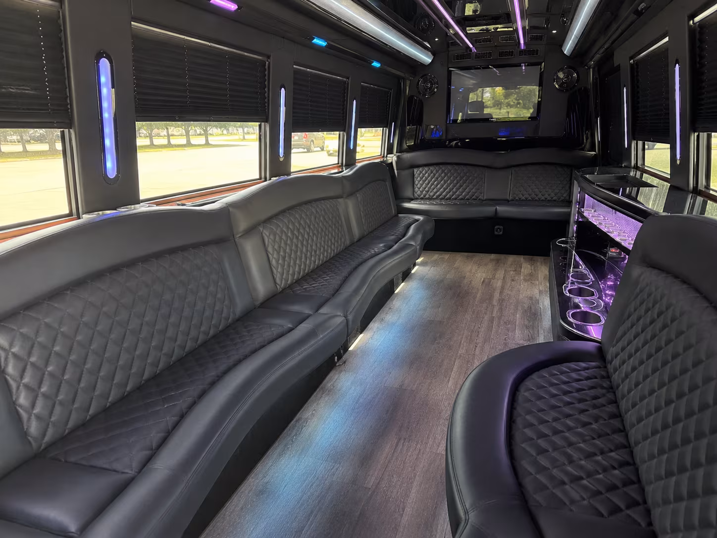 San Bernardino Birthday, Sweet 16, & Quinceañera Transportation party bus exterior