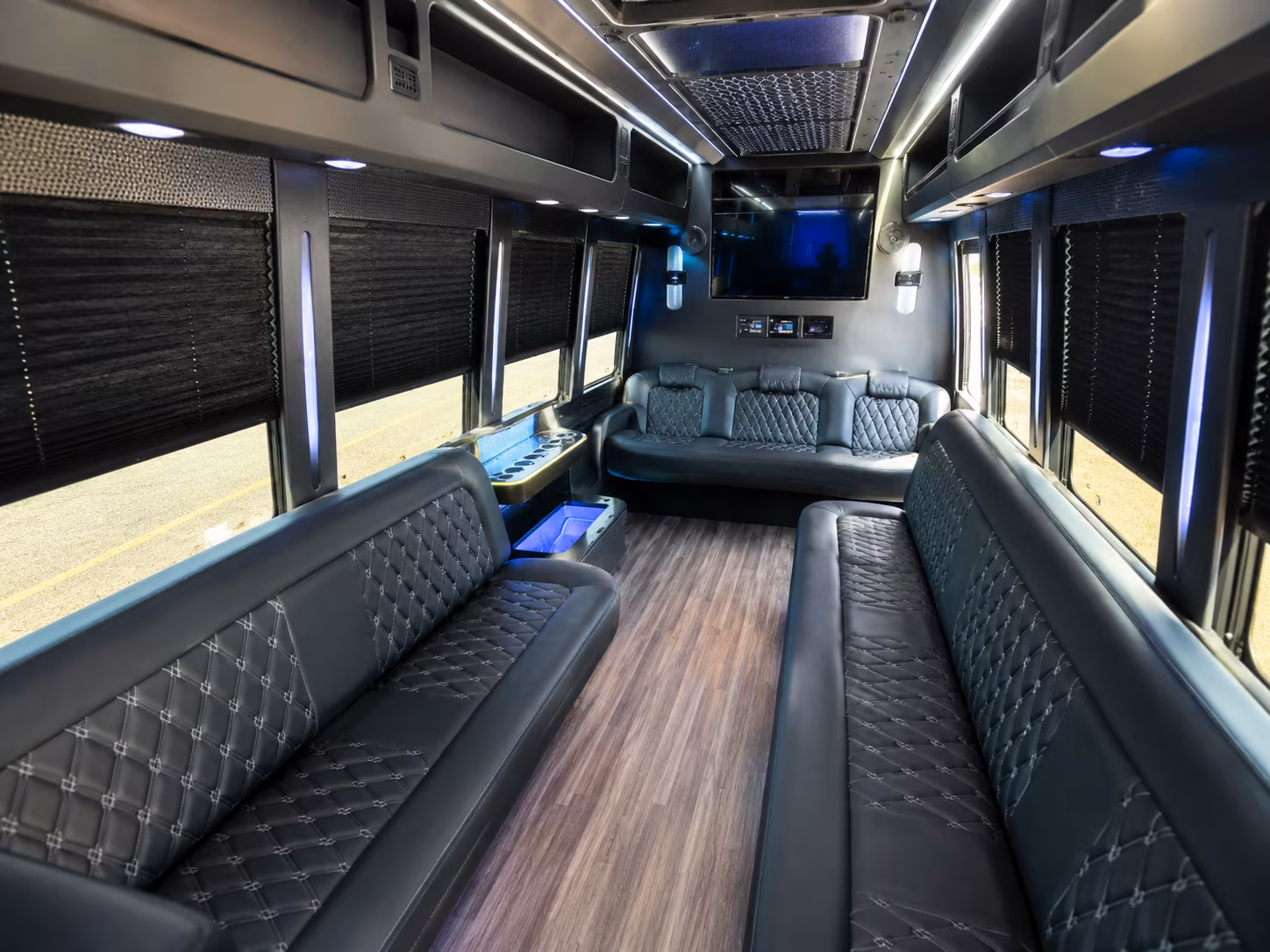 San Bernardino Private Event Transportation party bus exterior