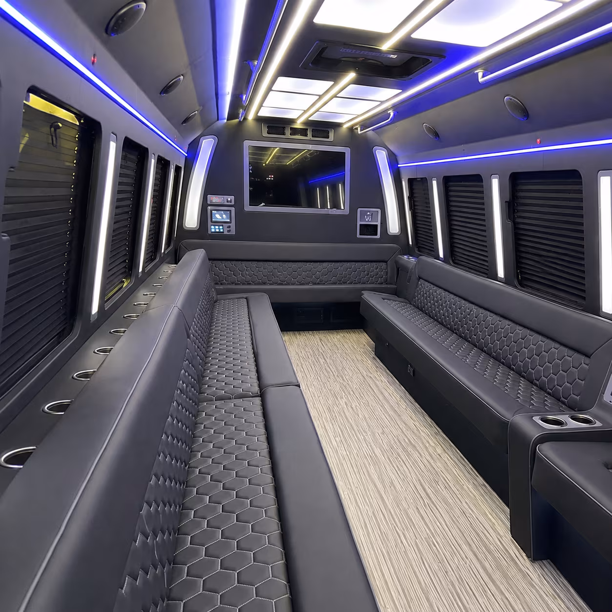 San Bernardino Private Event Transportation party bus exterior