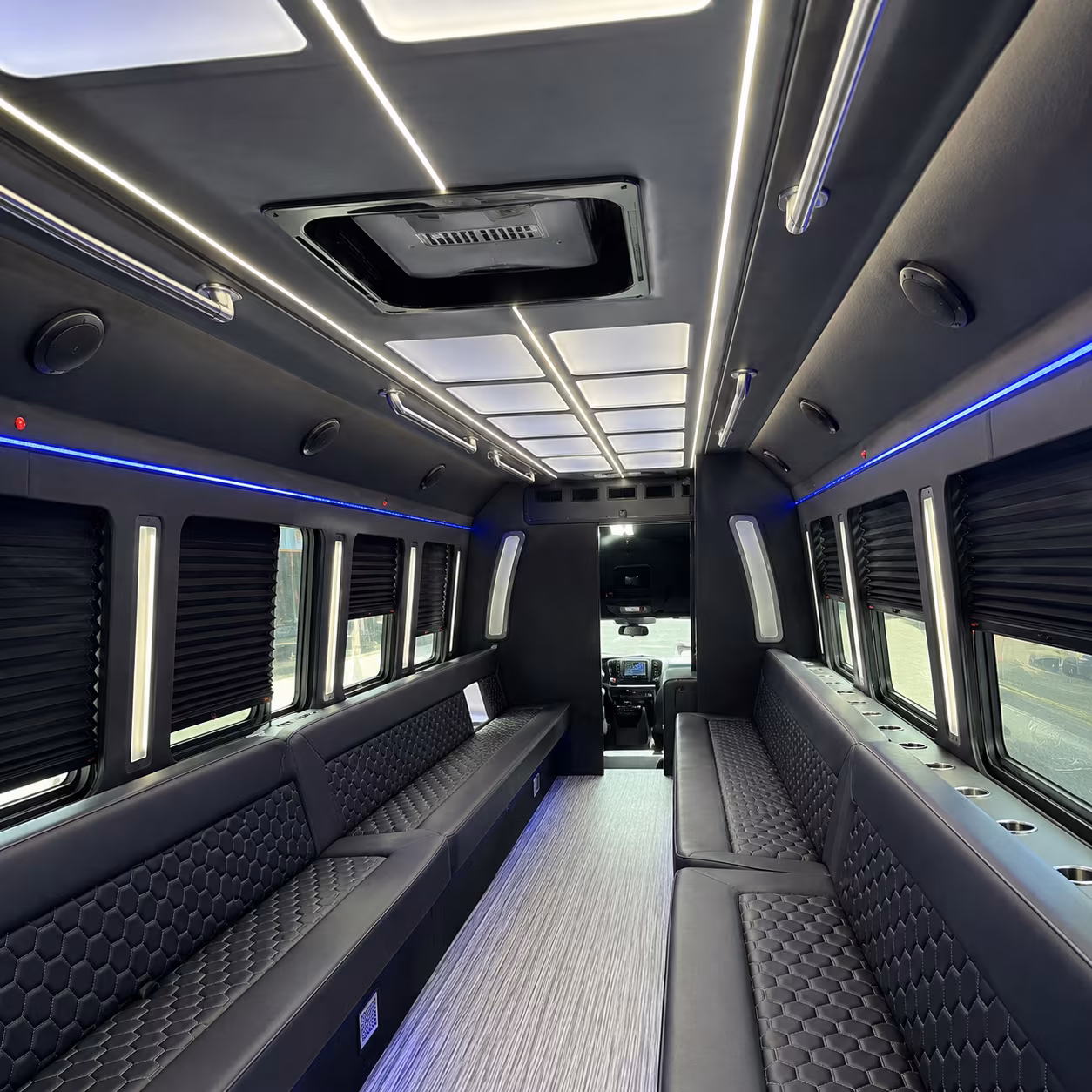 San Bernardino Sporting Event Transportation party bus interior