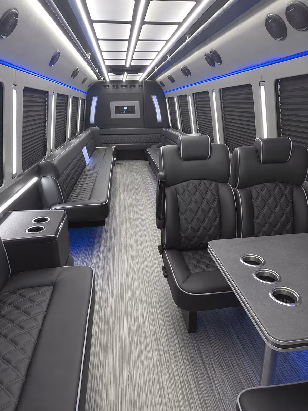 San Bernardino Sporting Event Transportation party bus interior