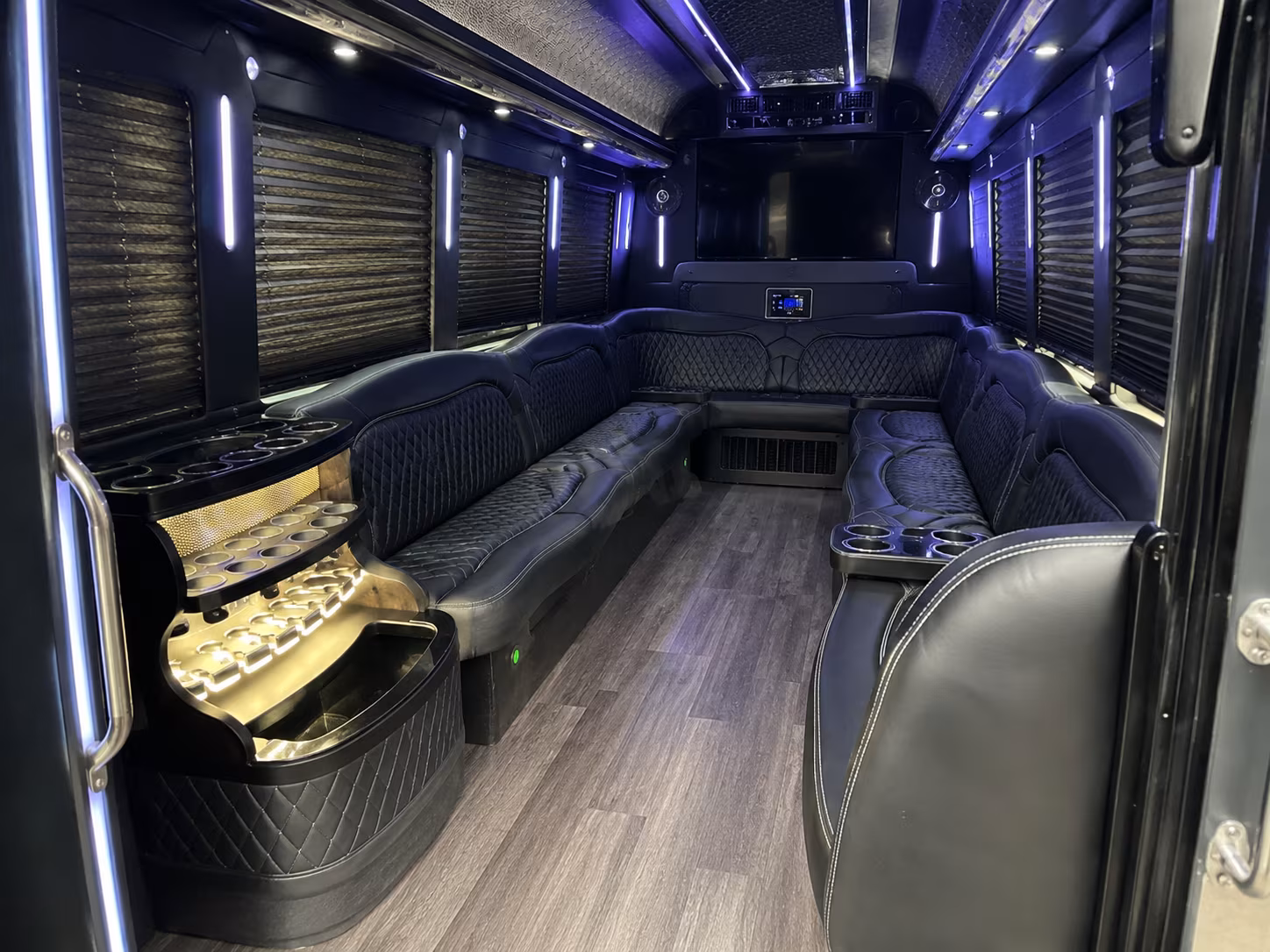 San Bernardino Wedding Transportation party bus exterior