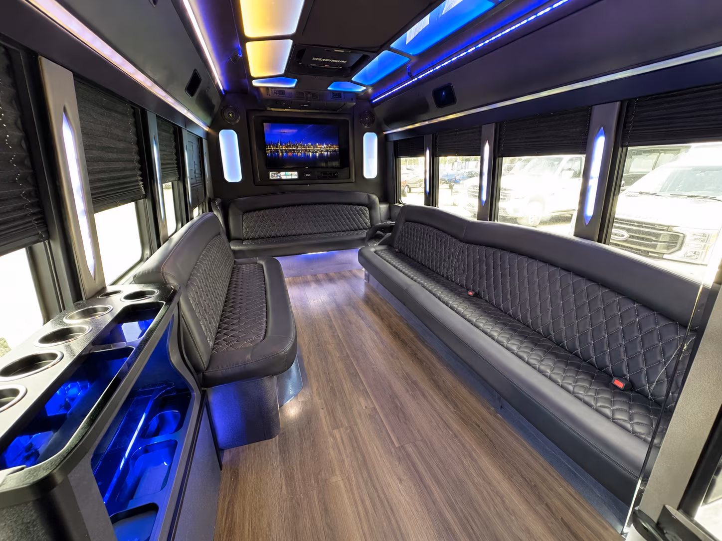 San Bernardino Wedding Transportation party bus exterior